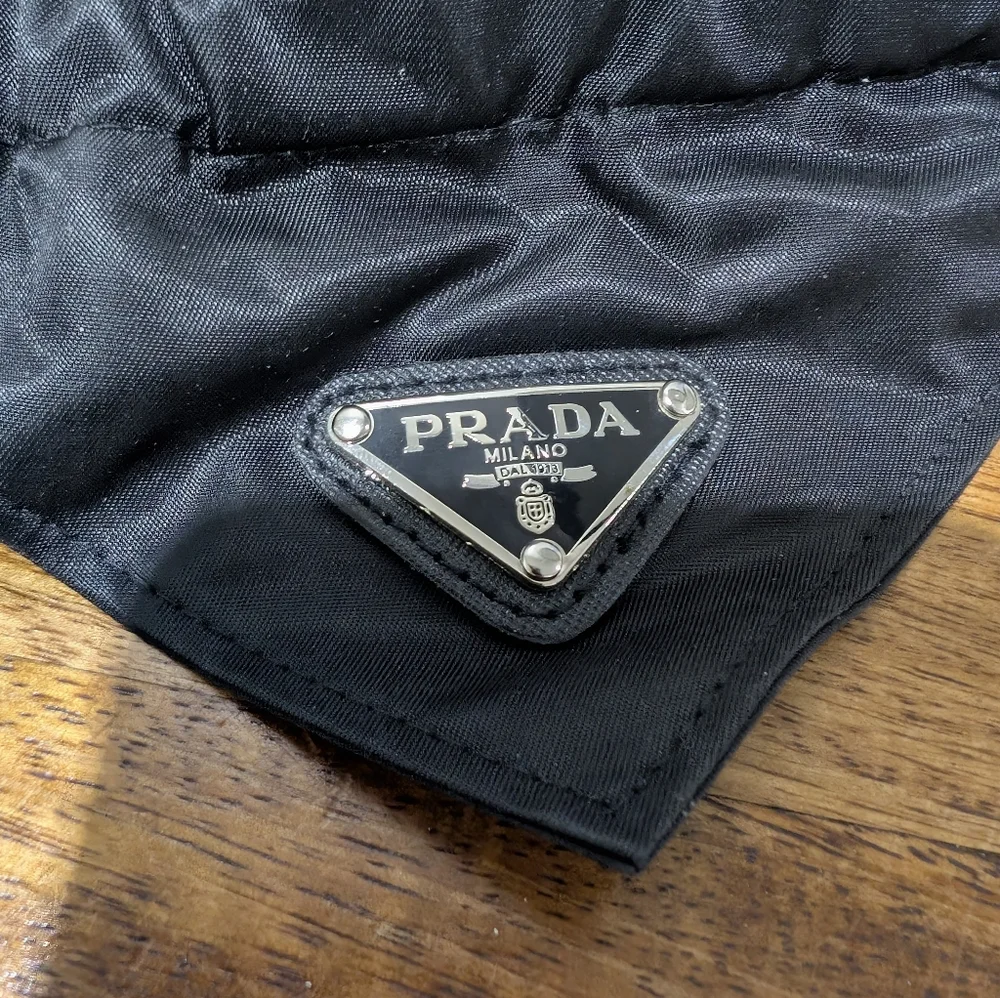 PRADA Logo Plate pet muffler Re-Nylon/Dogwear Scarf Nylon Black Small Dog Or Cat